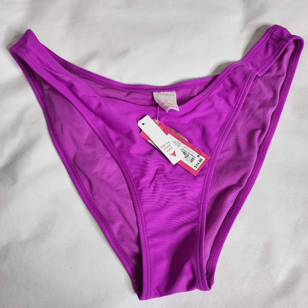 Xhilaration Swim Bikinis LOT of 3  Colorful Cheeky / High Leg Bottom Size XL NWT